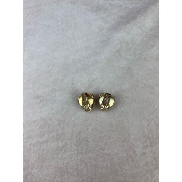Vintage 1970s Clip On Earrings Gold Tone Made in Hong Kong - Picture 4 of 5